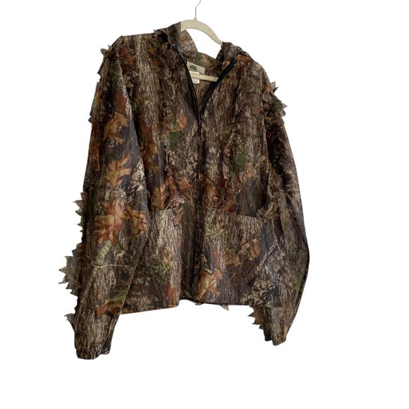 Underbrush Mossy Oak Break Up Camo Hooded Ghillie 3D Hunter Jacket Size Medium - Picture 3 of 16